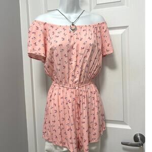 Abercrombie and Fitch pink floral off shoulder romper size Medium
